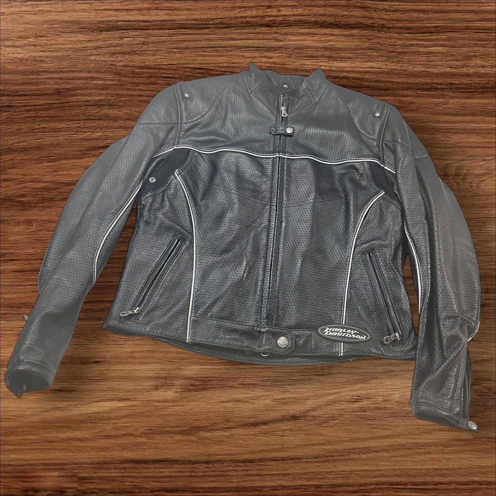 Harley-Davidson Leather Motorcycle‎ Jacket Perforated Black Biker XL